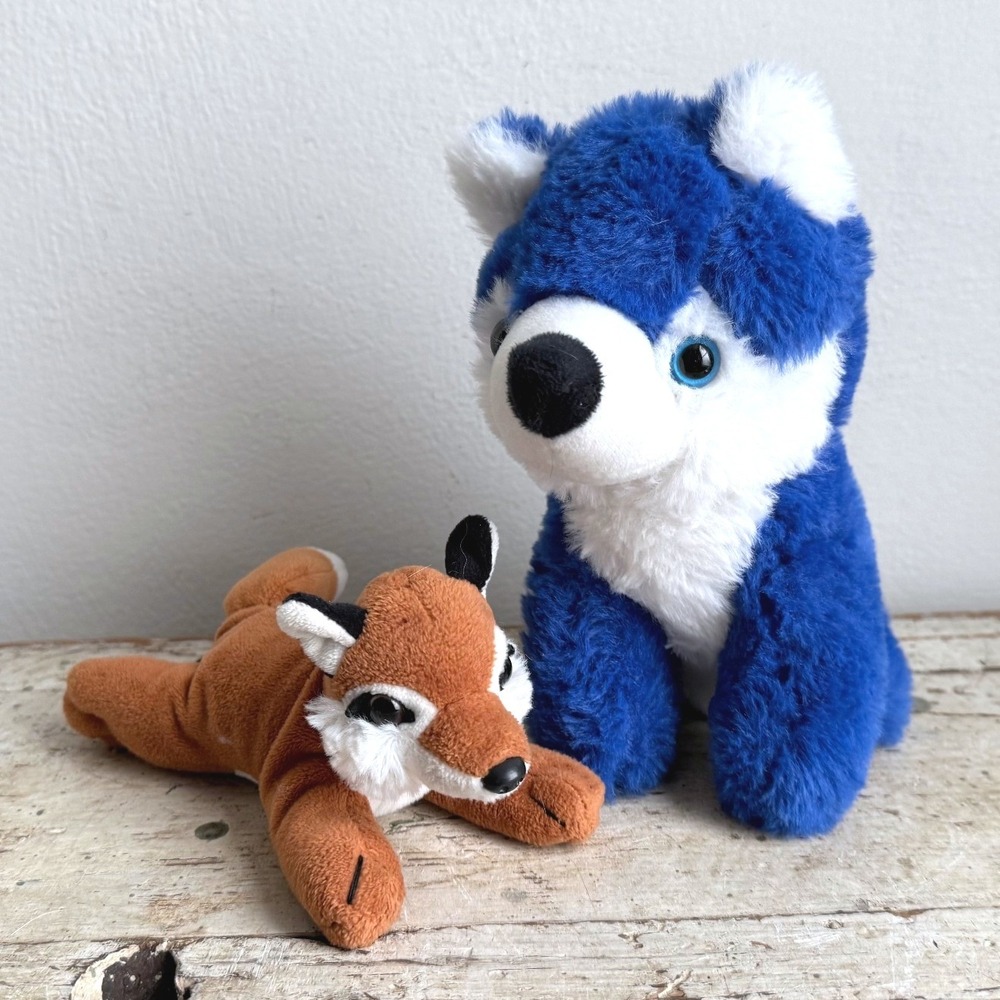 Unipak Fox & Cardinal Distributing Blue Husky Plush Stuffed Animal Set 2pc